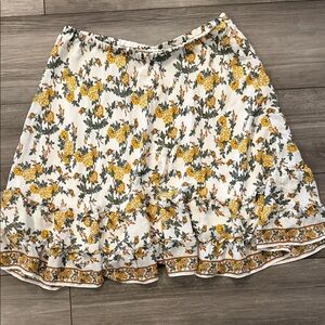 Max Studio Yellow and Green Floral A-Line Skirt